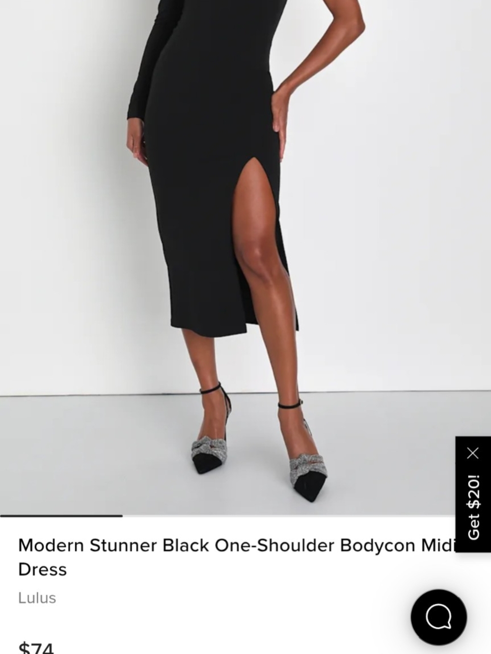 Lulu's Black One-Shoulder Midi Skirt-Dress with Side Thigh Slit